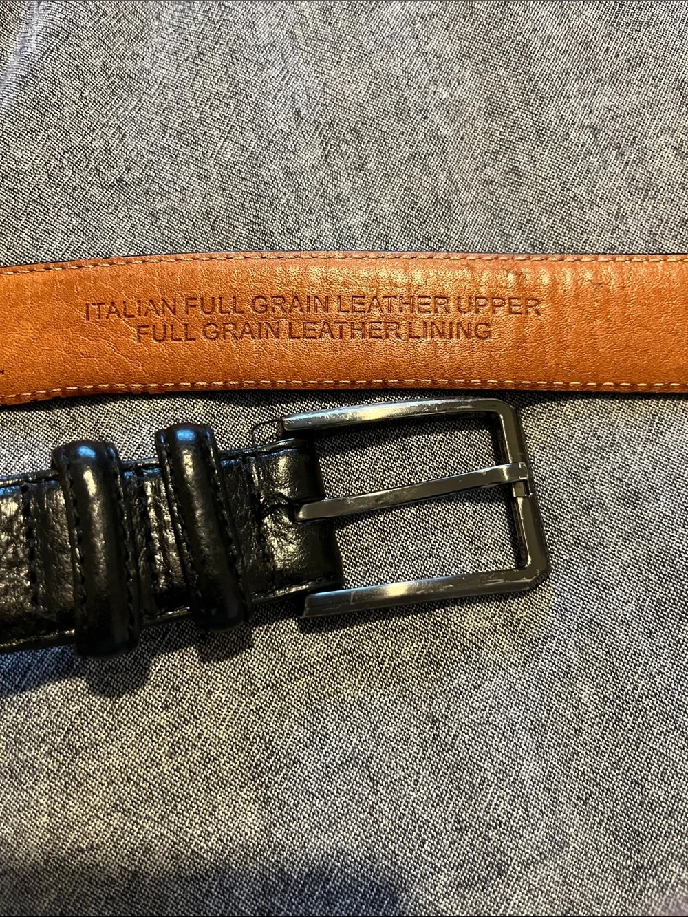 Kirkland Signature Men's Black Italian Full Grain Leather Dress Belt Size 34